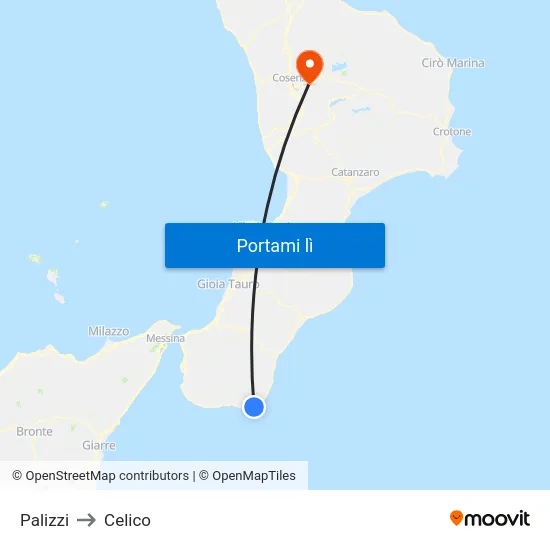 Palizzi to Celico map