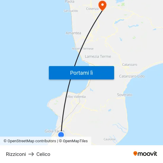 Rizziconi to Celico map