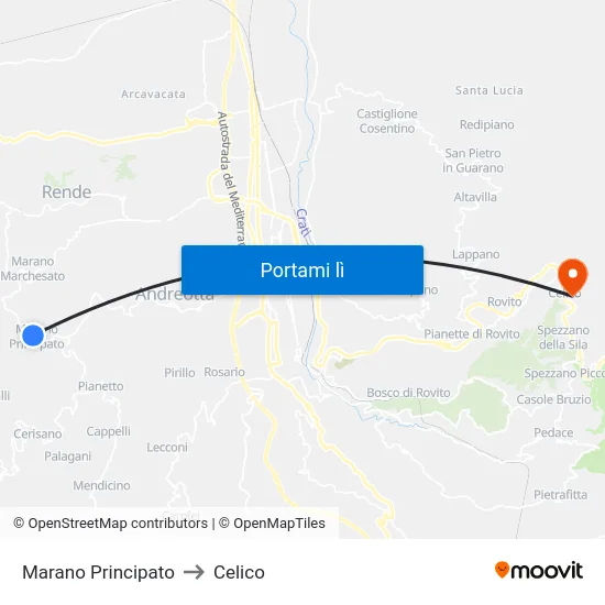 Marano Principato to Celico map