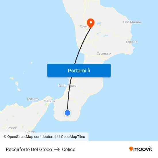 Roccaforte Del Greco to Celico map