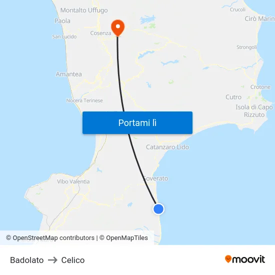 Badolato to Celico map
