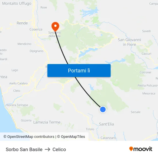 Sorbo San Basile to Celico map