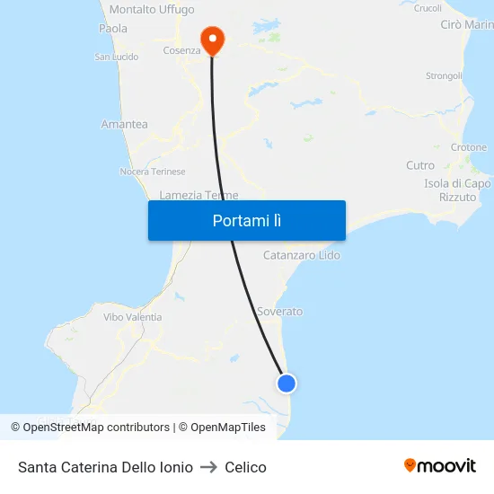 Santa Caterina Dello Ionio to Celico map