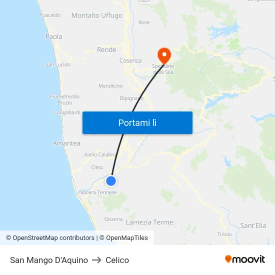 San Mango D'Aquino to Celico map