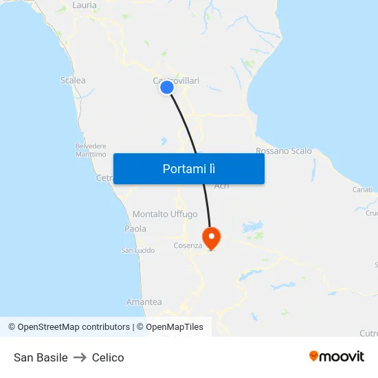 San Basile to Celico map