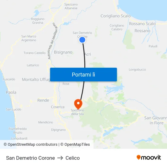 San Demetrio Corone to Celico map