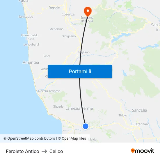 Feroleto Antico to Celico map