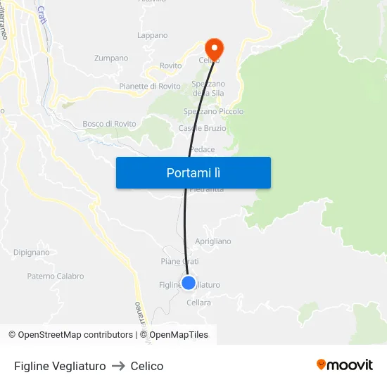 Figline Vegliaturo to Celico map