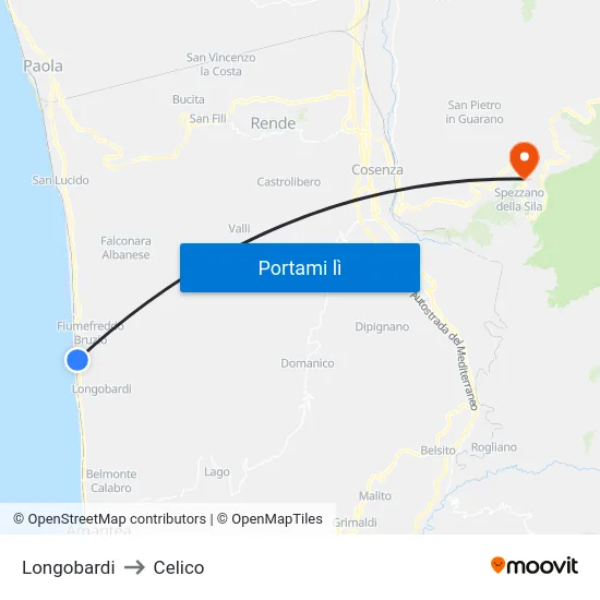 Longobardi to Celico map