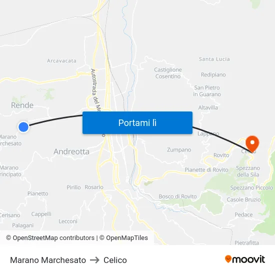 Marano Marchesato to Celico map