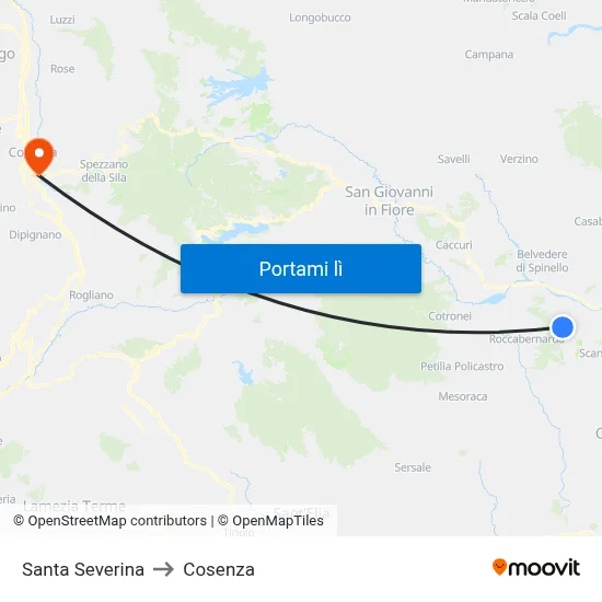 Santa Severina to Cosenza map