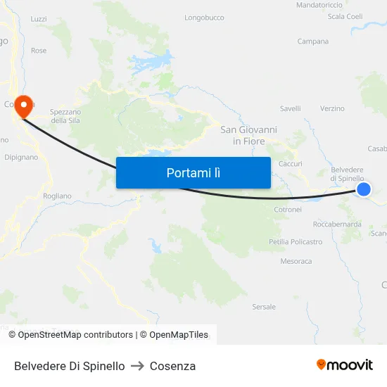Belvedere Di Spinello to Cosenza map