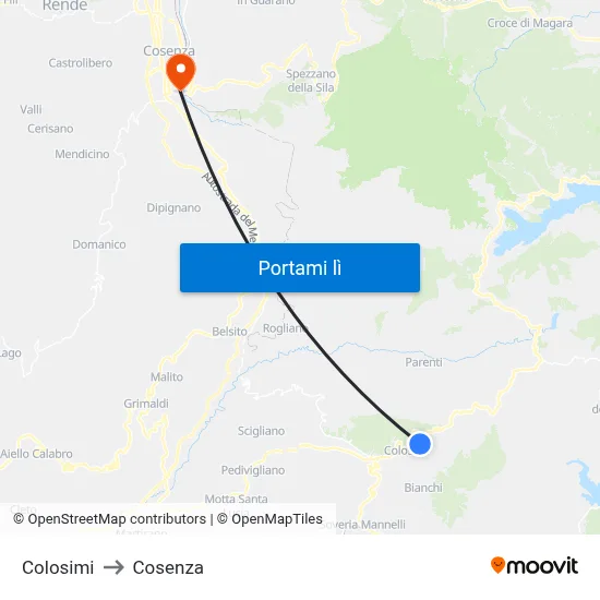 Colosimi to Cosenza map