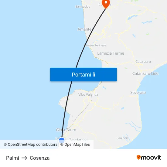 Palmi to Cosenza map