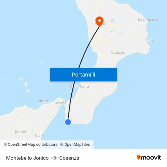 Montebello Jonico to Cosenza map