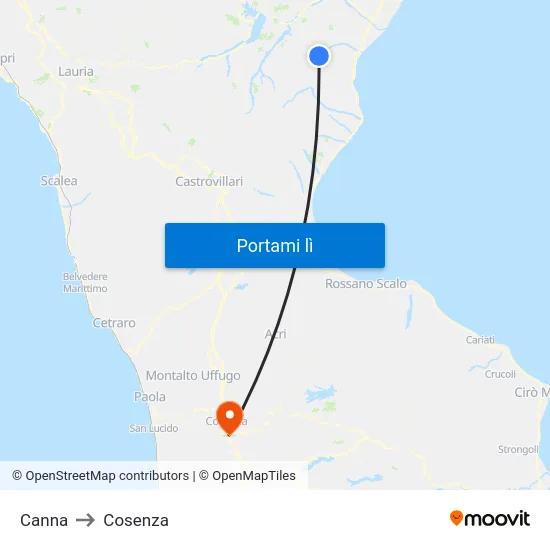 Canna to Cosenza map