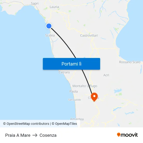 Praia A Mare to Cosenza map