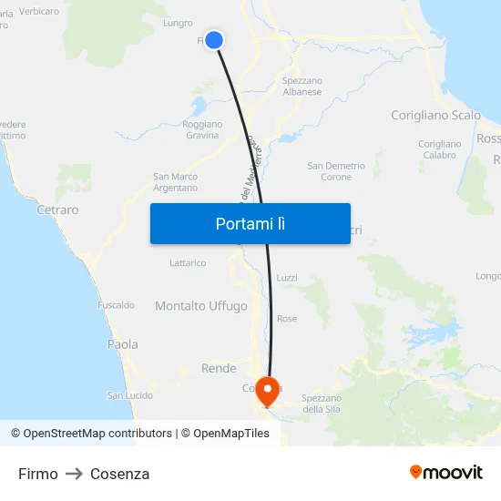 Firmo to Cosenza map