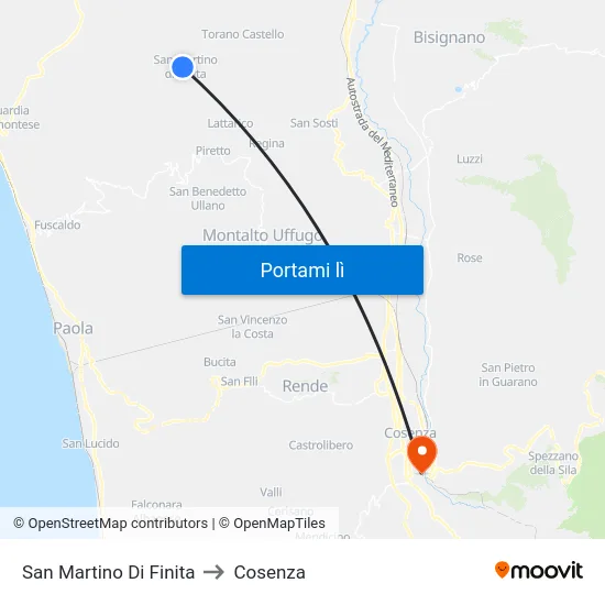 San Martino Di Finita to Cosenza map