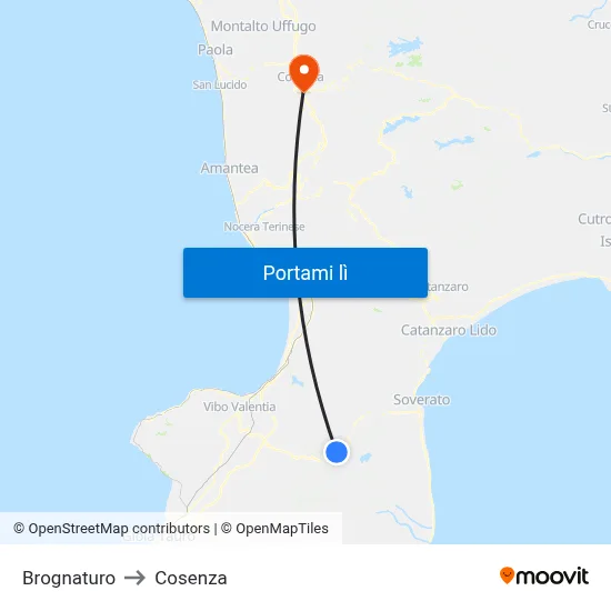 Brognaturo to Cosenza map