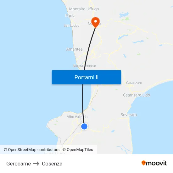 Gerocarne to Cosenza map