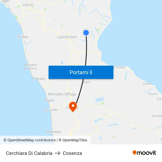 Cerchiara Di Calabria to Cosenza map