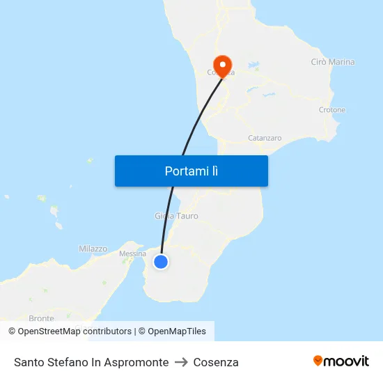 Santo Stefano In Aspromonte to Cosenza map