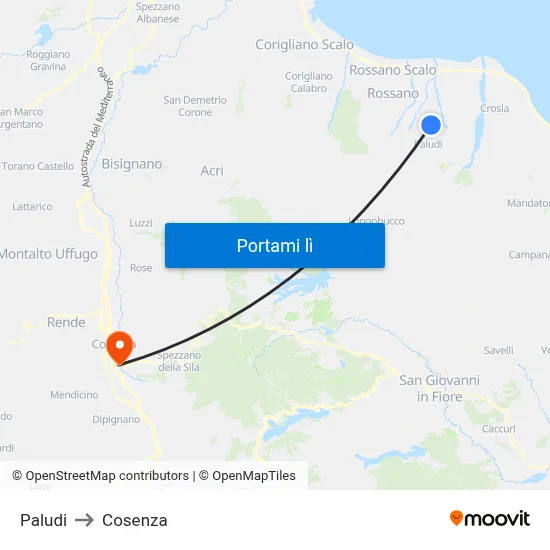 Paludi to Cosenza map