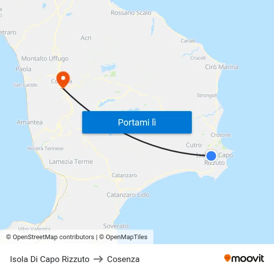 Isola Di Capo Rizzuto to Cosenza map