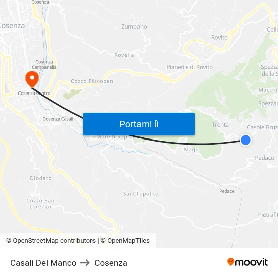 Casali Del Manco to Cosenza map