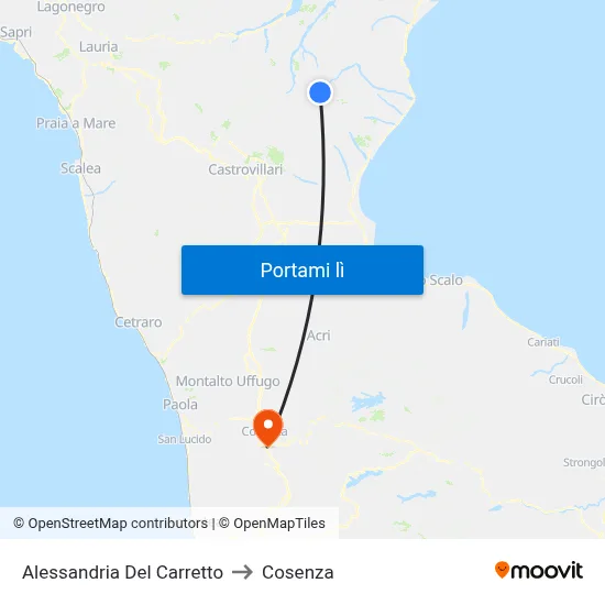 Alessandria Del Carretto to Cosenza map