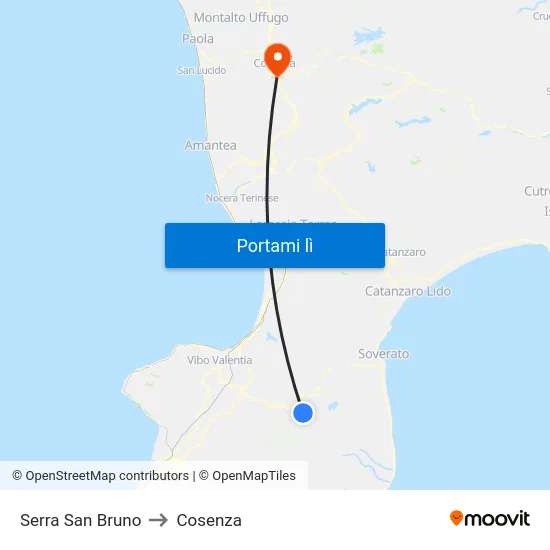 Serra San Bruno to Cosenza map