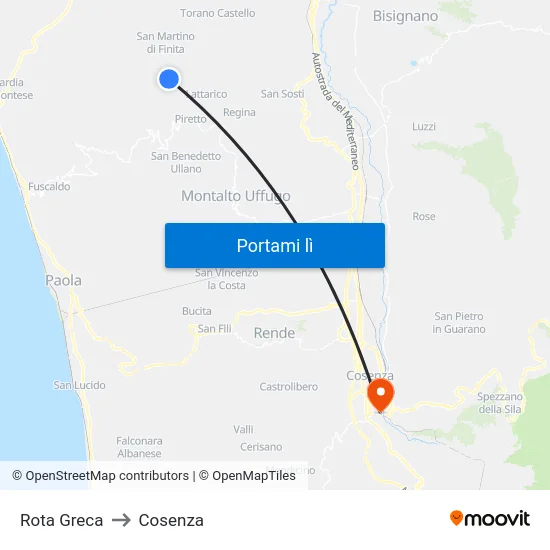 Rota Greca to Cosenza map