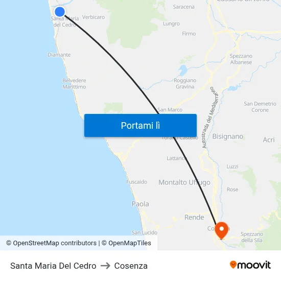 Santa Maria Del Cedro to Cosenza map