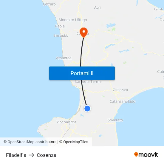 Filadelfia to Cosenza map