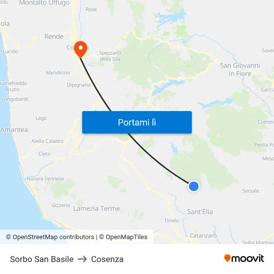 Sorbo San Basile to Cosenza map