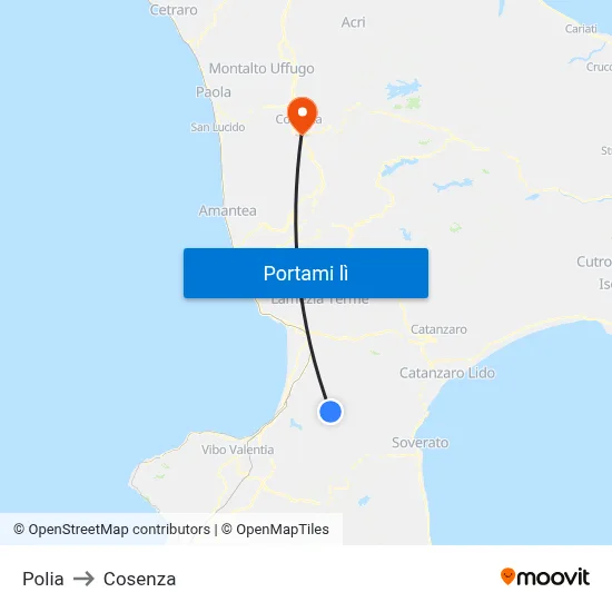 Polia to Cosenza map