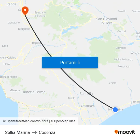 Sellia Marina to Cosenza map
