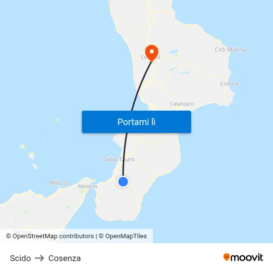 Scido to Cosenza map