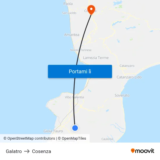 Galatro to Cosenza map