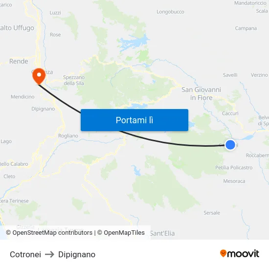 Cotronei to Dipignano map