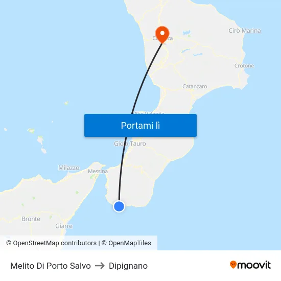 Melito Di Porto Salvo to Dipignano map