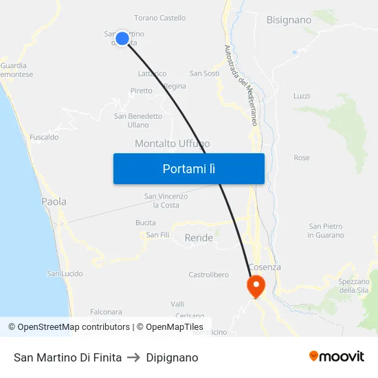 San Martino Di Finita to Dipignano map