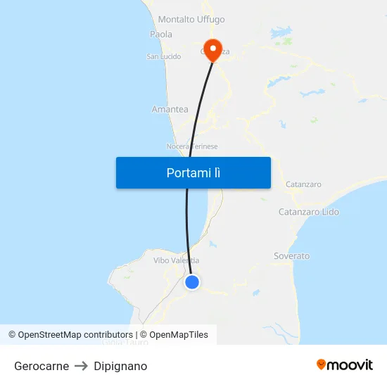 Gerocarne to Dipignano map