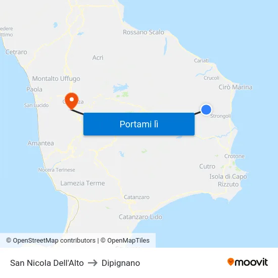 San Nicola Dell'Alto to Dipignano map