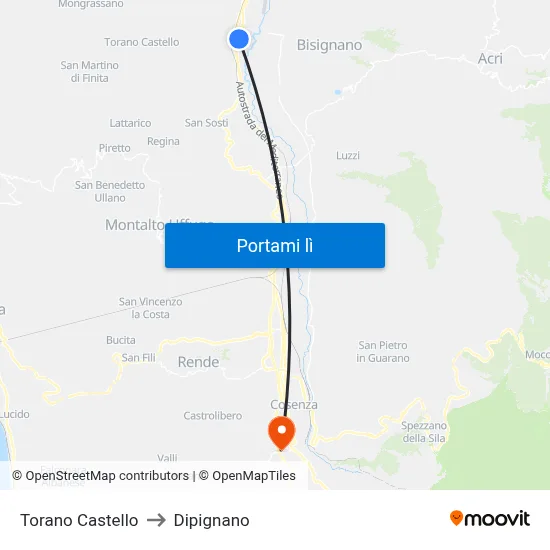 Torano Castello to Dipignano map