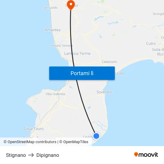 Stignano to Dipignano map