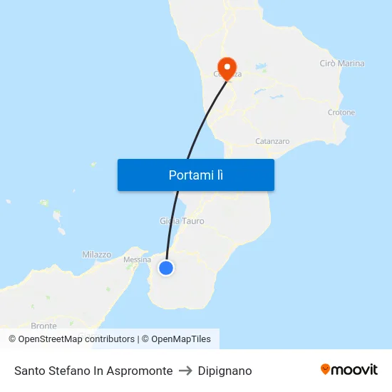 Santo Stefano In Aspromonte to Dipignano map