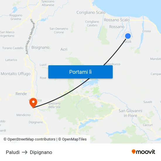 Paludi to Dipignano map