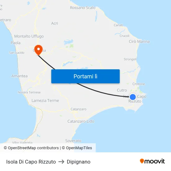 Isola Di Capo Rizzuto to Dipignano map